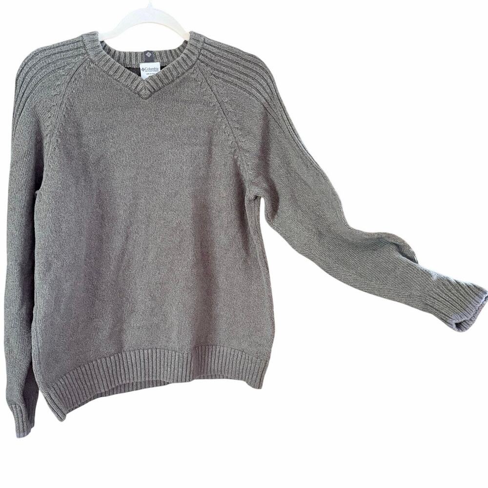 Columbia Men’s Cotton V Neck Knit Sweater Olive Green Size Medium gorpcore prep